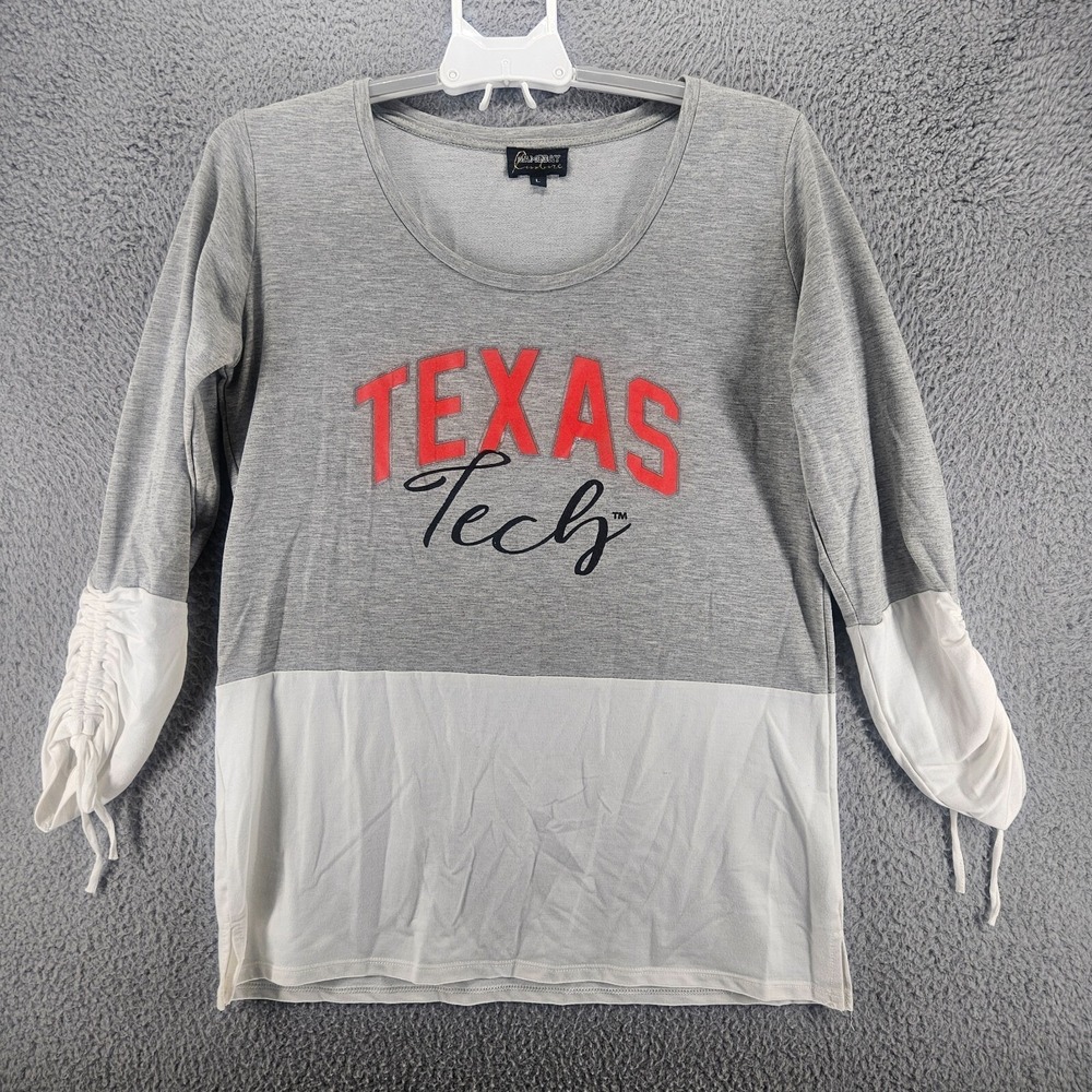 Gameday Couture Texas Tech Red Raiders Grey White Colorblock Ruched Top Large